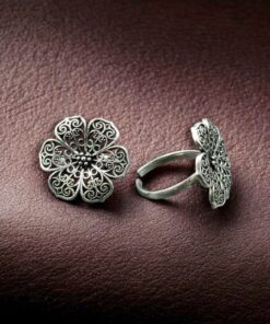 Handcrafted Floral Design Toe Ring | Oxidized Silver Plated Daily Wear Best Jewelry
