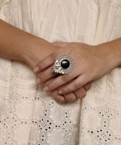 Alternative view of Trendy Oxidized Monalisa Stone Ring | Silver Replica Adjustable Perfect Jewelry For Women