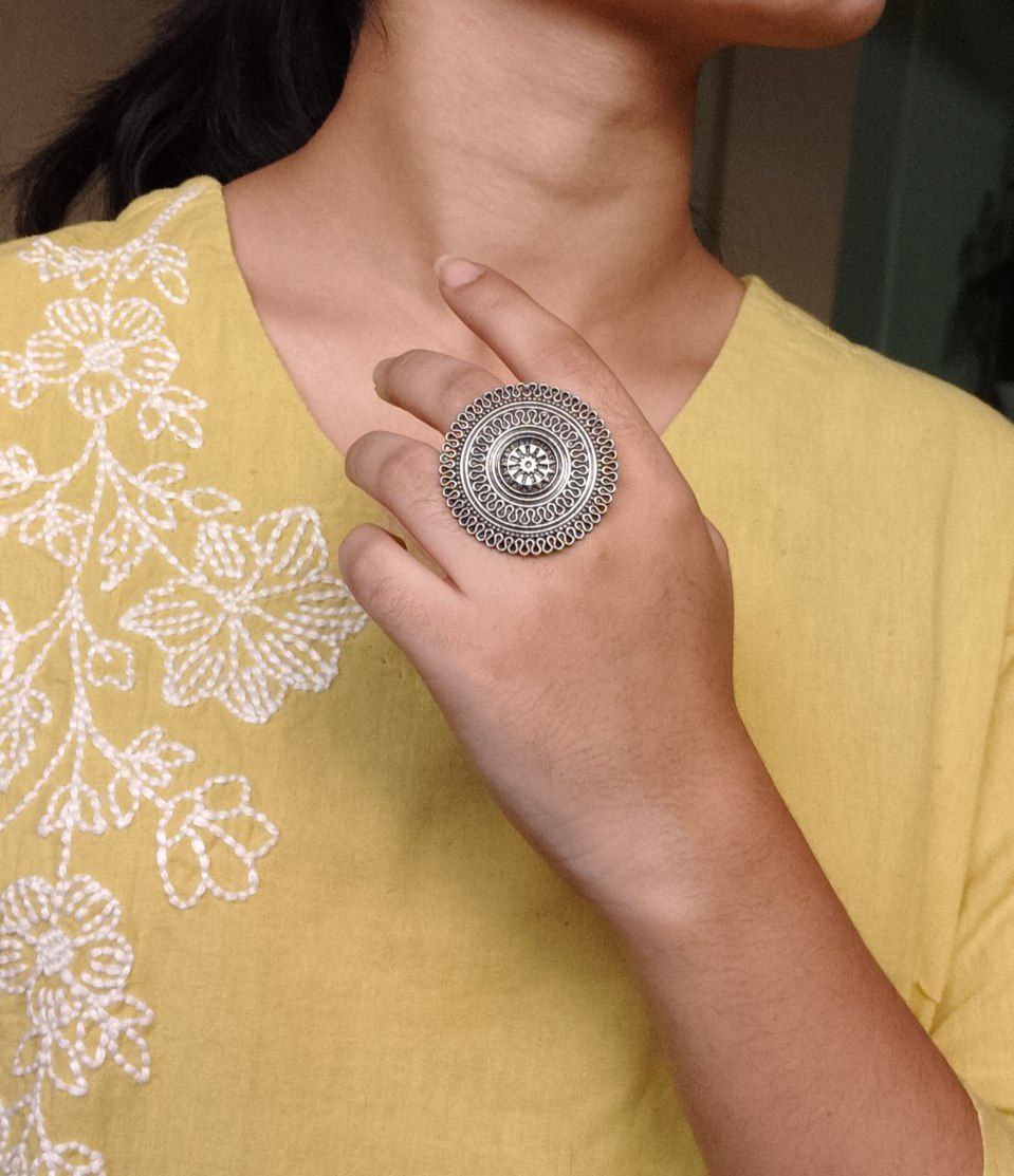 Premium Silver Replica Adjustable Ring | Oxidized Perfect Jewelry for Women