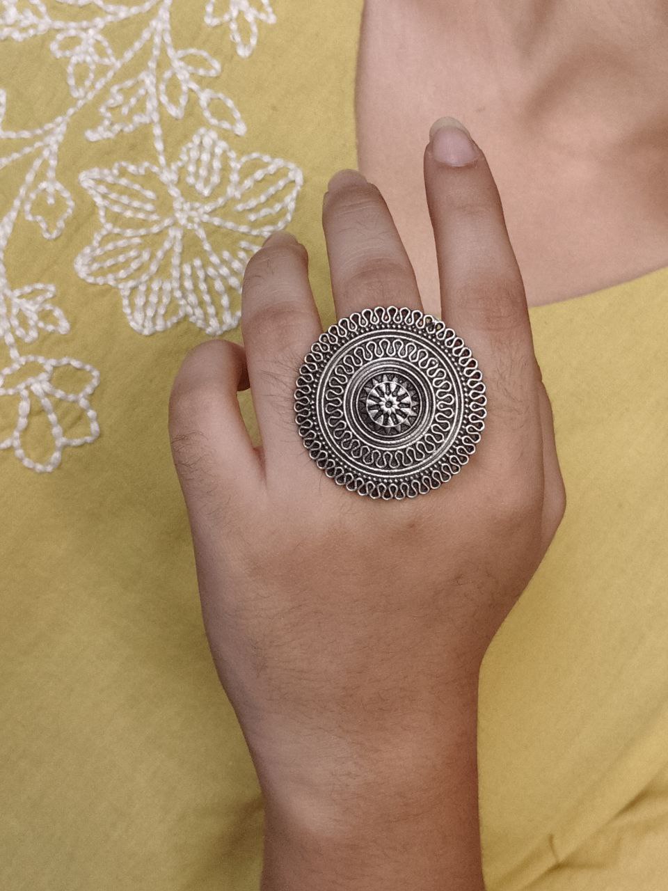 Premium Silver Replica Adjustable Ring | Oxidized Perfect Jewelry for Women - Image 4