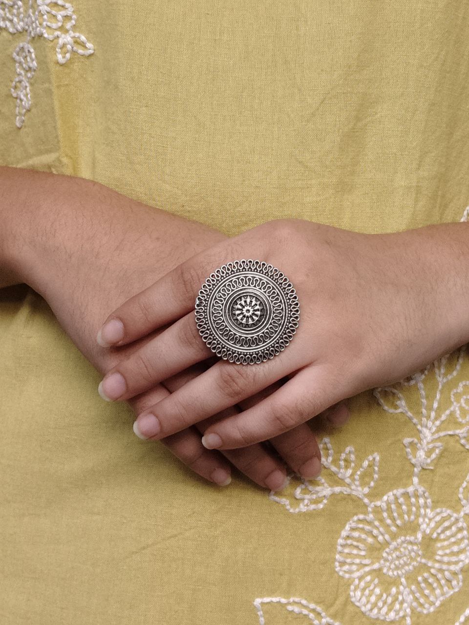 Premium Silver Replica Adjustable Ring | Oxidized Perfect Jewelry for Women - Image 6