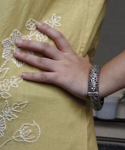 Alternative view of Beautiful Floral Art Kada | Openable Oxidized Silver Replica Fashionable Bangle
