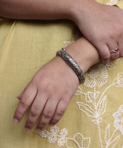 Alternative view of Oxidized Openable Floral Art Bangle | Silver Replica Ethnic Perfect Jewelry for Women