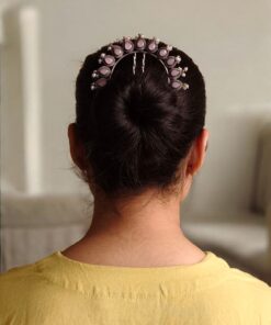 Silver Replica Pearl & Stone Juda Pin | Elegant Oxidized Premium Hair Accessory for Women