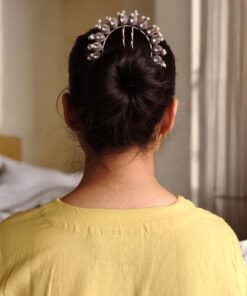 Ethnic Oxidized Juda Pin | Pearl & Stone Premium Silver Replica Hair Accessory Jewelry