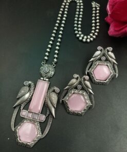 Alternative view of Traditional Parrot Design Necklace Set | Monalisa Stone Ethnic Party Wear Best Designer Jewelry