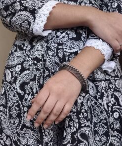 Alternative view of Premium Quality Oxidised Bangle | Silver Replica Free Size Kada