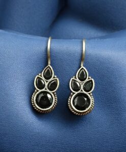 Alternative view of Traditional Silver Replica Hook Earrings | Stone Work Best Daily Wear Jewelry For Girls
