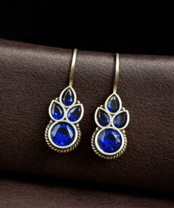 Traditional Silver Replica Hook Earrings | Stone Work Best Daily Wear Jewelry For Girls