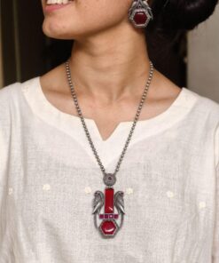 Traditional Parrot Design Necklace Set | Monalisa Stone Ethnic Party Wear Best Designer Jewelry