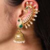 Beautiful Design Gold Plated Jhumki Earcuff | Elegant Stone & Pearl Detailing Jewelry For Girls