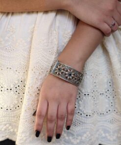 Alternative view of Traditional Oxidized Unique Flower Design Bangle | Silver Replica Ethnic Jewelry for Women