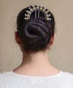 Exclusive Oxidized Juda Pin with Stone & Pearl Work | Unique Hair Accessory
