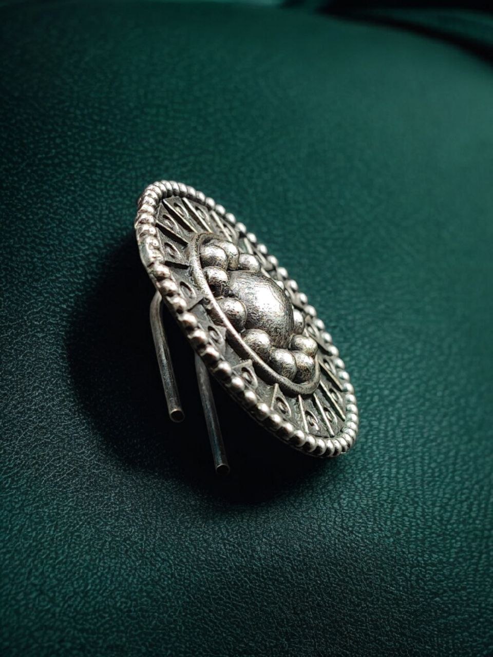Ethnic Silver Replica Oxidized Hair Pin | Round Design Premium Ethnic Jewelry - Image 6