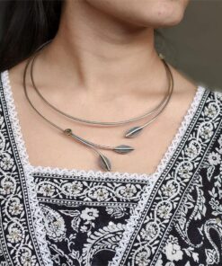 Elegant Silver Plated Hasli Necklace | Traditional Beautiful Jewelry Gift For Her
