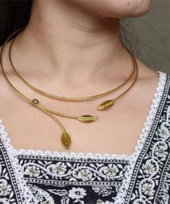 Handmade Premium Gold Plated Hasli Necklace | Unique Oxidized Jewelry for Women