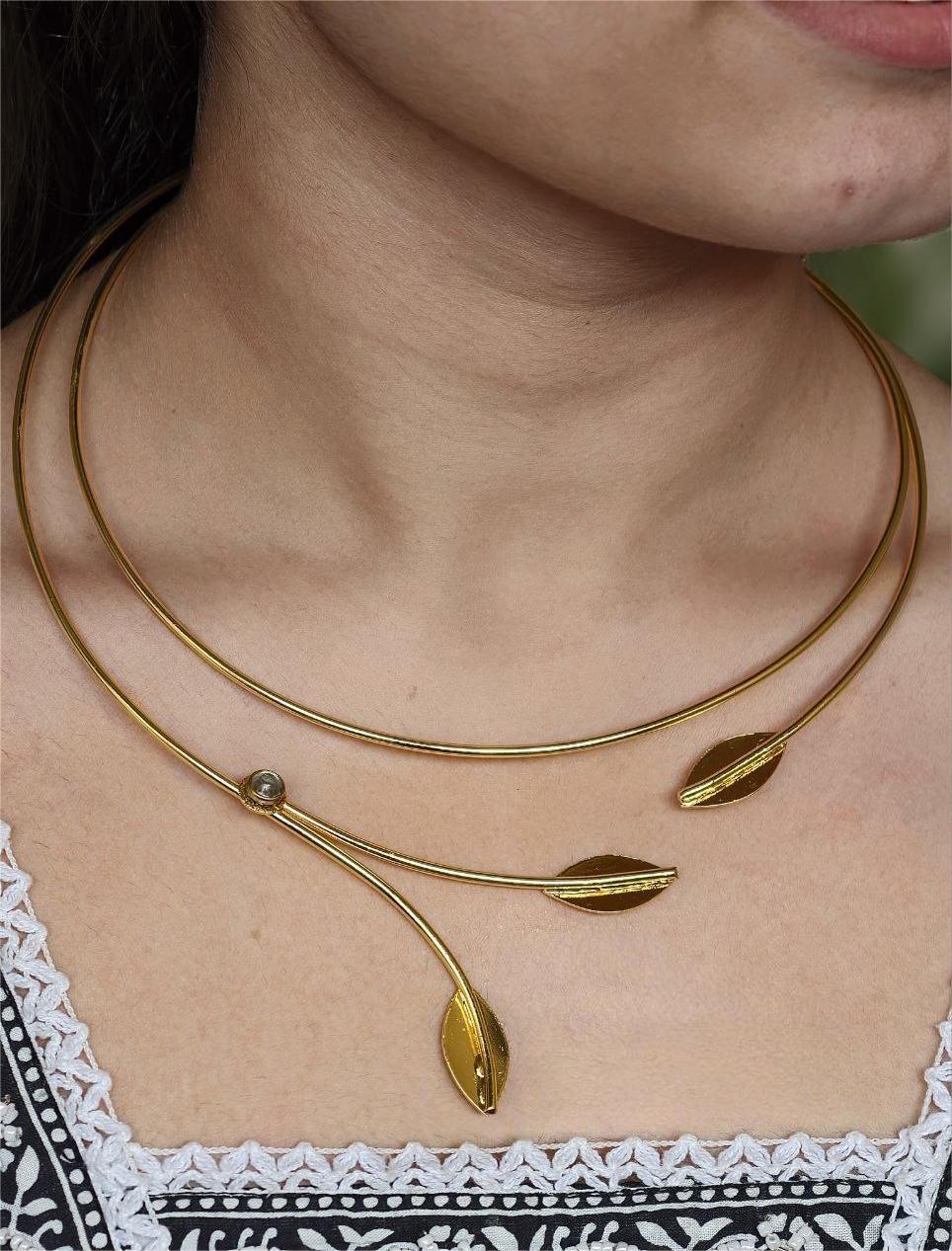 Handmade Premium Gold Plated Hasli Necklace | Unique Oxidized Jewelry for Women - Image 2