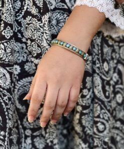 Alternative view of Antique Finish Silver Replica Openable Bangle | Beautiful Design with Stone Work Jewelry