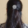 Ethnic Silver Replica Oxidized Hair Pin | Round Design Premium Ethnic Jewelry