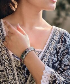 Handcrafted Vintage Look Flower Design Kada | Stone Work Openable Bangle Gift For Her