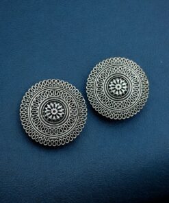 Alternative view of Beautiful Design Oxidized Stud Earrings | Silver Replica Daily Use Jewelry