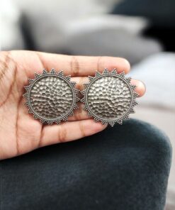 Alternative view of Vintage Look alike Unique Design Earrings | Silver Replica Oxidized Daily Wear Jewelry