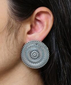 Beautiful Design Oxidized Stud Earrings | Silver Replica Daily Use Jewelry