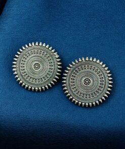 Alternative view of Elegant Round Oxidized Stud Earrings | Silver Replica Casual Wear Best Jewelry