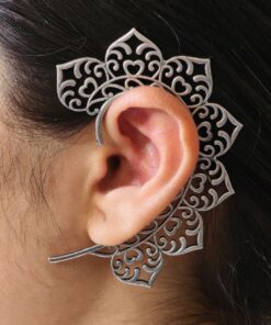Vintage Look alike Floral Art Earcuff | Best Oxidized Silver Replica Statement Jewelry