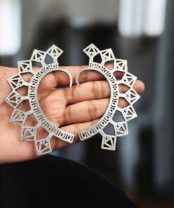 Alternative view of Oxidized Unique Design Earcuff | Silver Replica Non-Piercing Earring