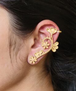 Beautiful Flower Design Earcuff | Gold Plated Statement Jewelry Gift For Her