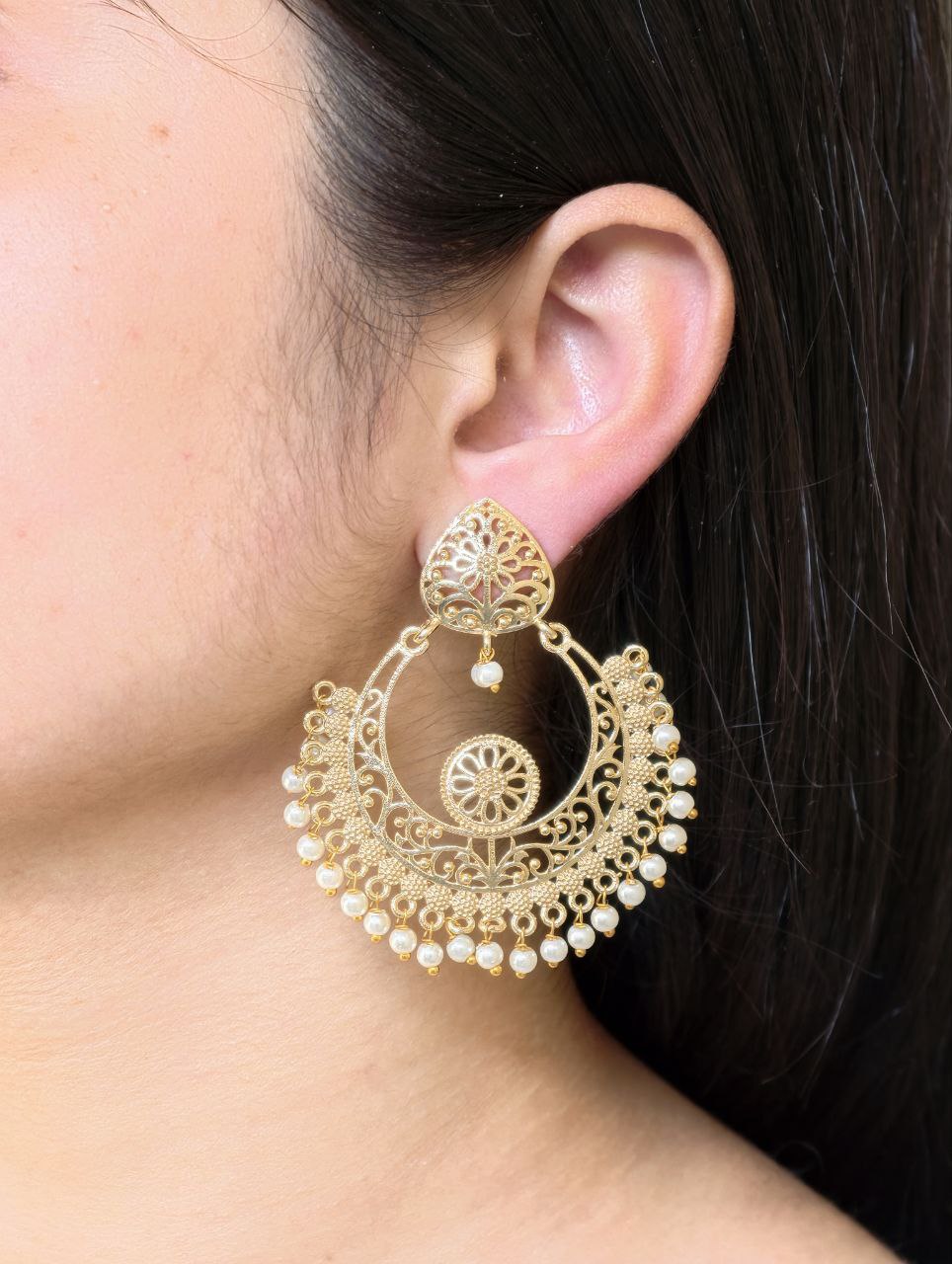 Designer Chandbali Earrings | Best Gold-plated Contemporary Earring For Girls