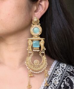 Traditional Gold Plated Parrot Design Kashmiri Earrings | Beautiful Pearl Detailing Jewelry