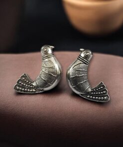 Designer Oxidized Silver Plated Bird Stud Earrings for Perfect Daily Wear Jewelry