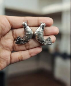 Alternative view of Designer Oxidized Silver Plated Bird Stud Earrings for Perfect Daily Wear Jewelry