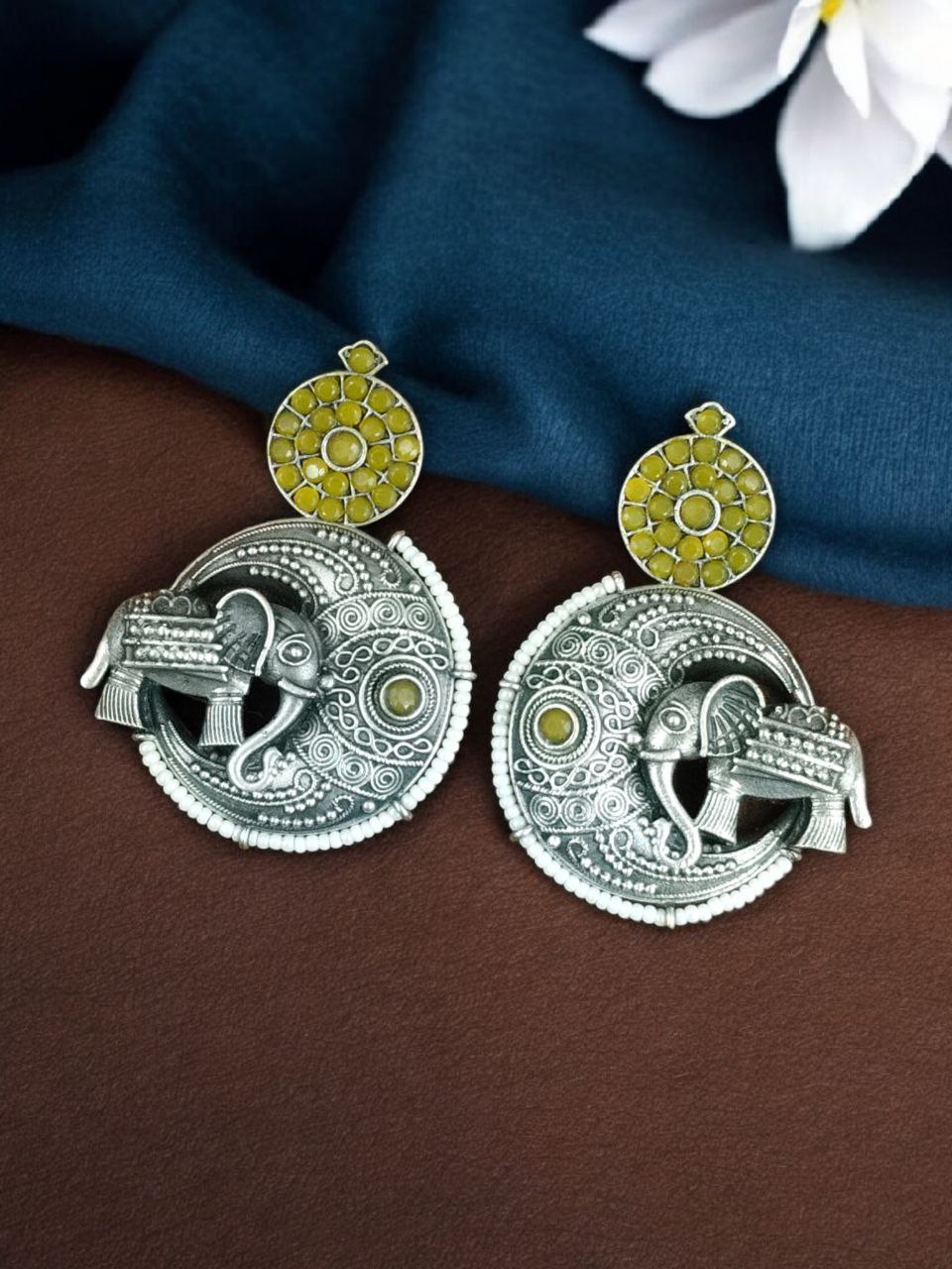 Traditional Elephant Design Earrings | Stone & Pearl Detailing Beautiful Jewelry Gift For Her - Image 11