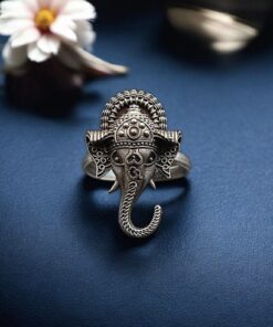 Designer Oxidized Ganesha Ring | Silver Replica Adjustable Amazing Jewelry