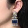 Beautiful Design Two-Tone Stud Earrings | Monalisa Stone with Pearl Detailing