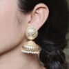 Beautiful Design Floral Art Jhumka Earrings | Pearl Work Gold Plated Dangler Jewelry