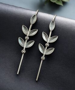 Boho Leaf Style Silver Replica Oxidised Earcuff | Attractive Statement Earrings