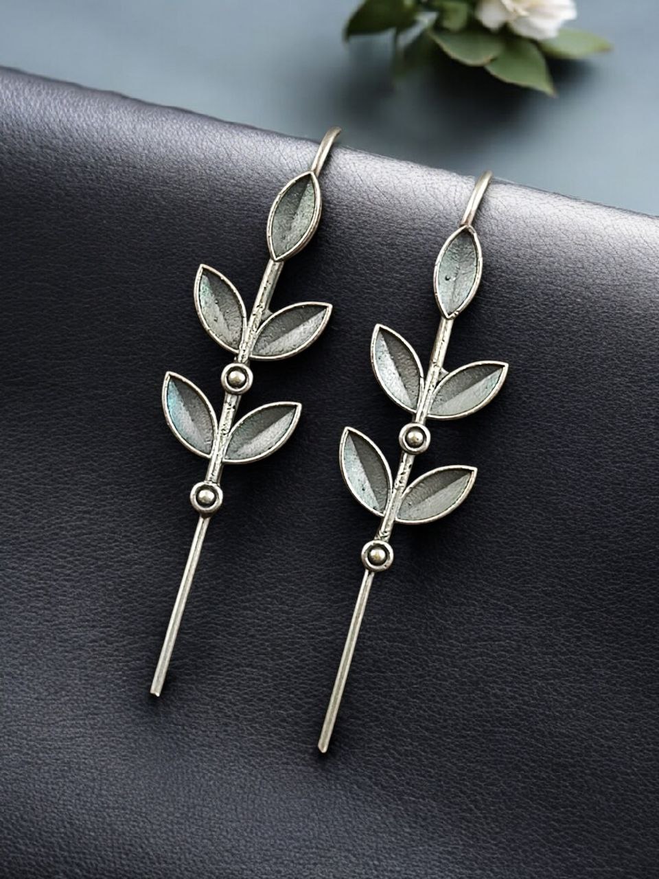 Boho Leaf Style Silver Replica Oxidised Earcuff | Attractive Statement Earrings