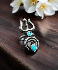 Alternative view of Premium Silver Replica Trishul Ring for Spiritual and Stylish Look