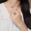 Elegant Floral Art Adjustable Ring | Oxidized Silver Plated Amazing Jewelry For Girls