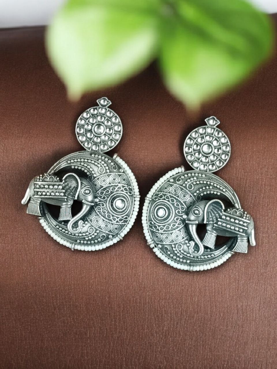Traditional Elephant Design Earrings | Stone & Pearl Detailing Beautiful Jewelry Gift For Her - Image 6
