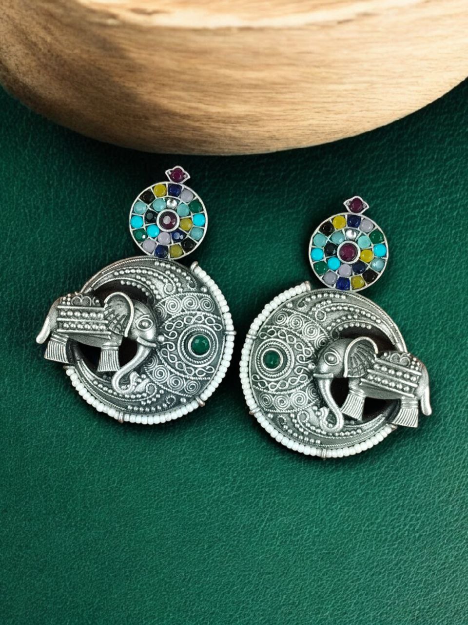Traditional Elephant Design Earrings | Stone & Pearl Detailing Beautiful Jewelry Gift For Her - Image 8