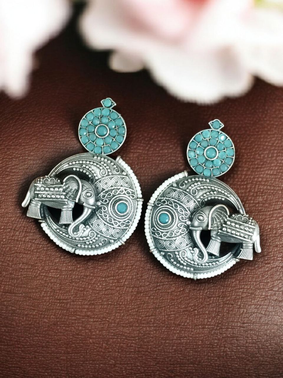 Traditional Elephant Design Earrings | Stone & Pearl Detailing Beautiful Jewelry Gift For Her - Image 9