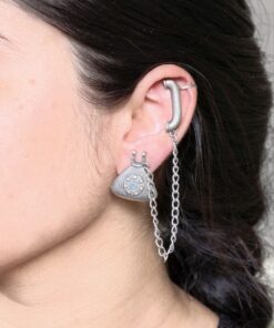 Alternative view of Silver Replica Beautiful Design Telephone Earcuff | Stone Work Oxidized Jewelry For Girls