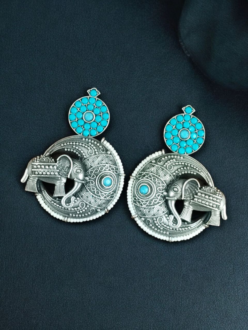 Traditional Elephant Design Earrings | Stone & Pearl Detailing Beautiful Jewelry Gift For Her - Image 10