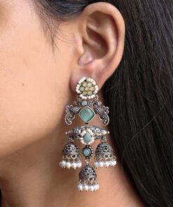 Stunning Peacock Two Tone Earrings with Elegant Premium Finish