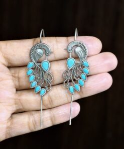 Alternative view of Graceful Ethnic Peacock Earcuff with Exquisite Traditional Detailing